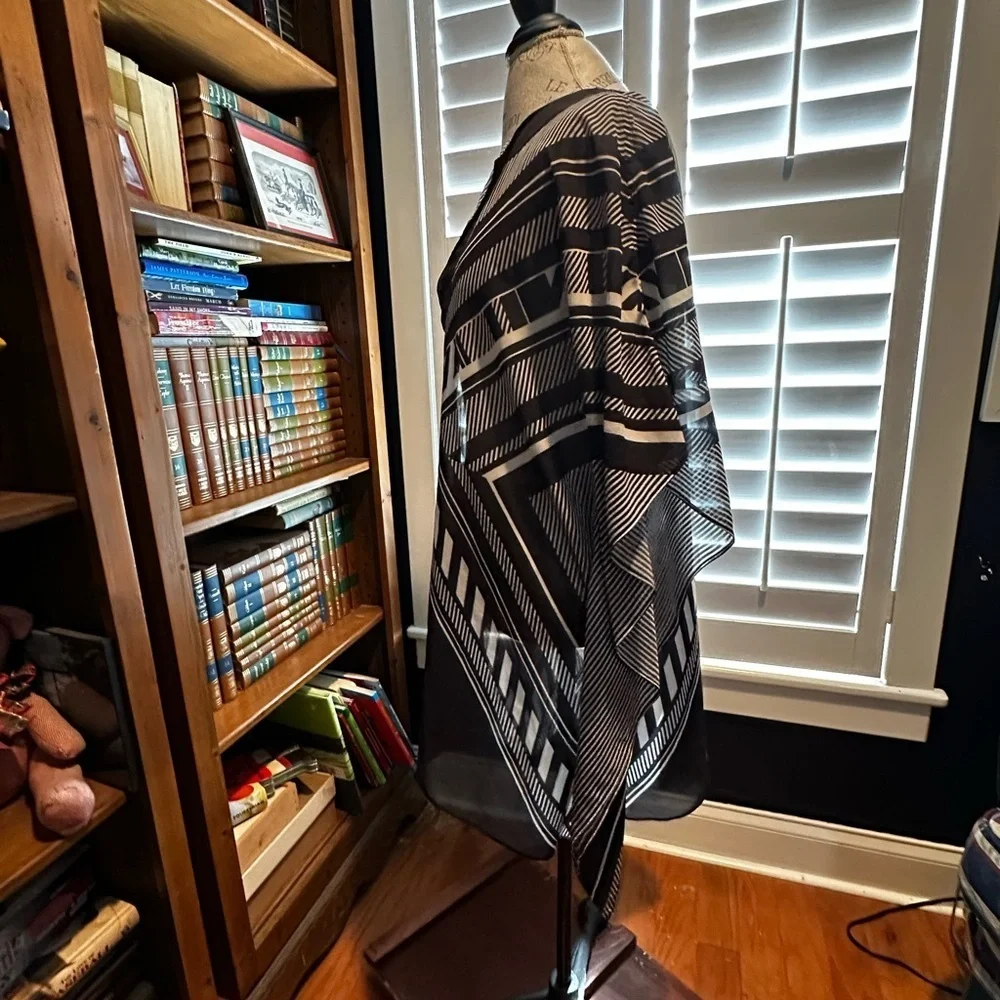 Vince Camuto Black and White Striped Swim Cover-Up